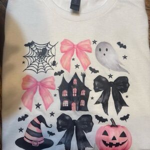 Spooky Halloween Shirt - White with Pink and Black Accents